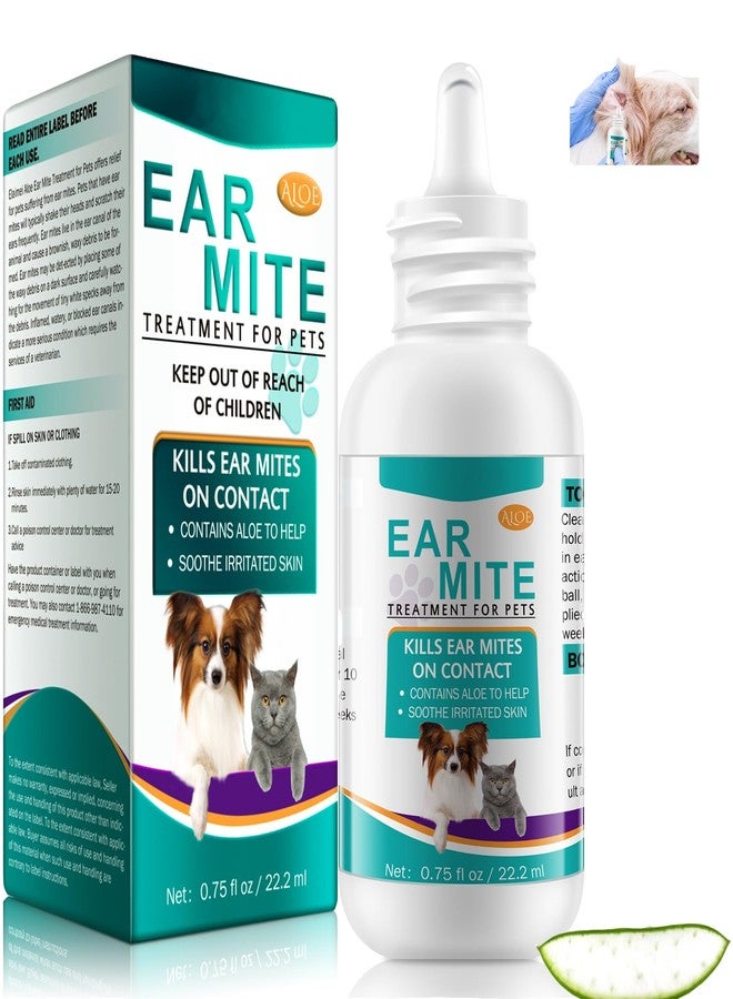 SDJUFEI Ear Mites Clean for Dogs & Cat, with Aloe Vera, Cleaner on Contact & Soothes Itching, Vet-Recommended Formula for Pets Ear Cleaning, Fast-Acting - Image 1